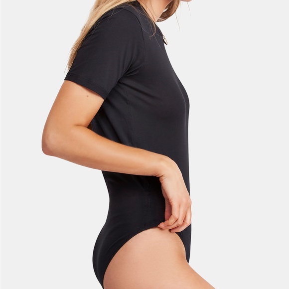 NWT Free People Black T-Shirt Bodysuit - Picture 2 of 5
